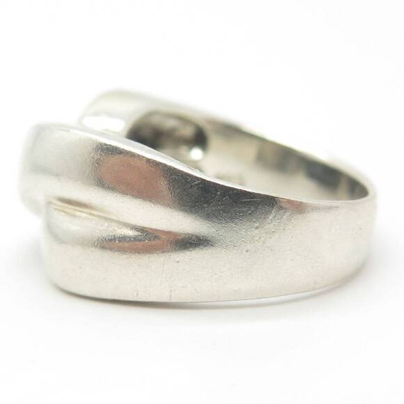 925 Sterling Silver Vintage Wide Crisscross Cocktail Ring Size 8.25 - Picture 6 of 8